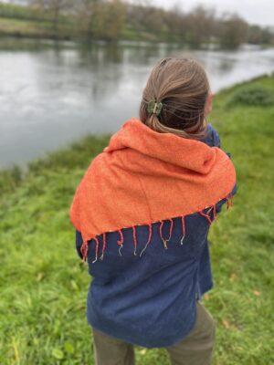 Tangerine Yak Wool Shawl