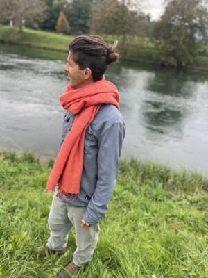 Sweet Salmon Yak Wool Shawl
